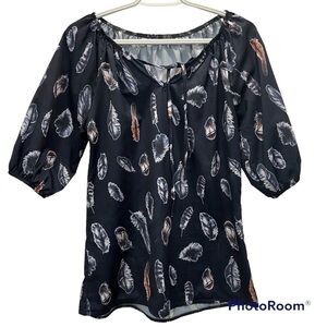 Navy feather satin feel top size medium